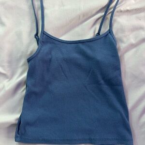 Blue Ribbed Women's Tank Top
